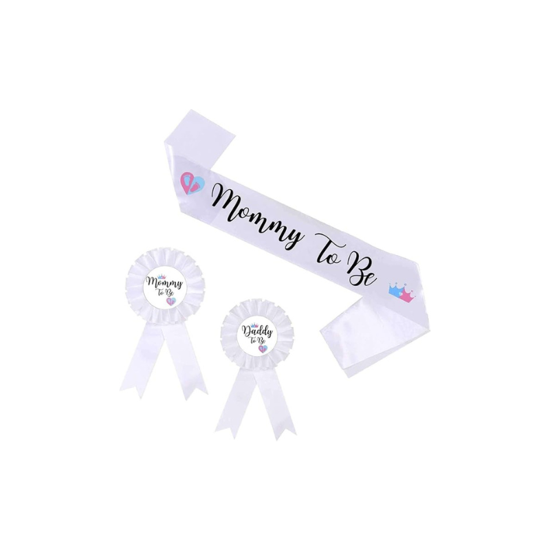 Gender Reveal Decorations Sash and Tinplate Badge