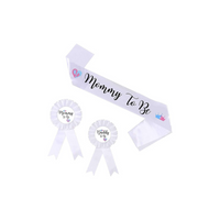 Gender Reveal Decorations Sash and Tinplate Badge