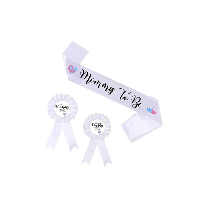 Gender Reveal Decorations Sash and Tinplate Badge