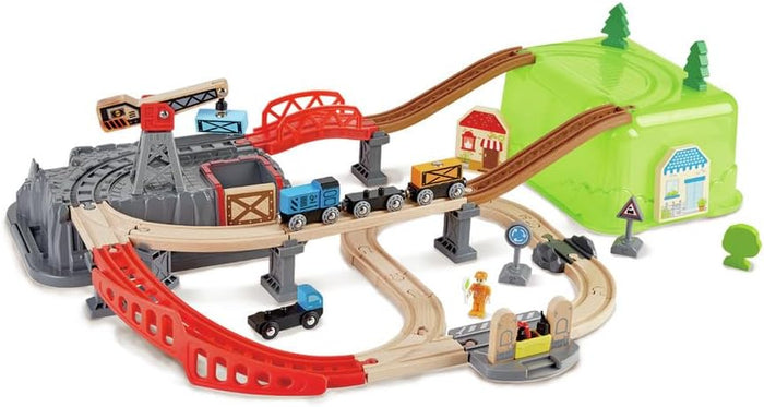 50pc Hape Wooden Railway Construction Kit Set Kids/Childrens Building Toy 3y+