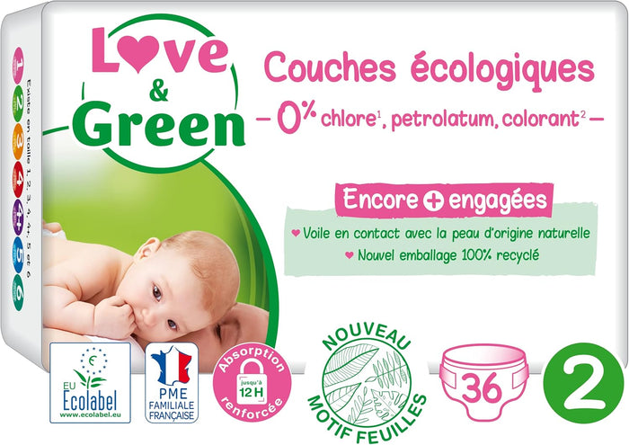 Love & Green Nappies baby size 2 (3-6 kg), 36 nappies