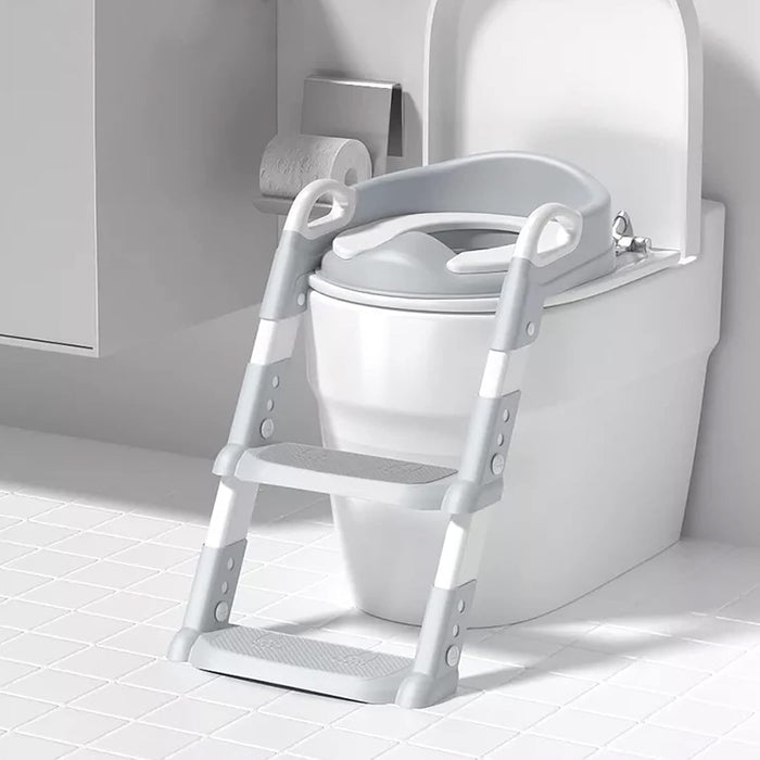 Potty Training Seat with Step Stool Ladder,Potty Training Toilet for Kids Boys Girls(Grey)