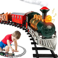 Classic Train Set w/Lights and Sounds - Battery Operated Electric Train with 8 Rails