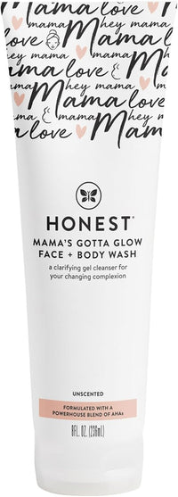 The Honest Company Honest Mama's Gotta Glow Face and Body Wash | Pregnancy-Safe Clarifying + Exfoliating AHA Cleanser | 8 fl oz