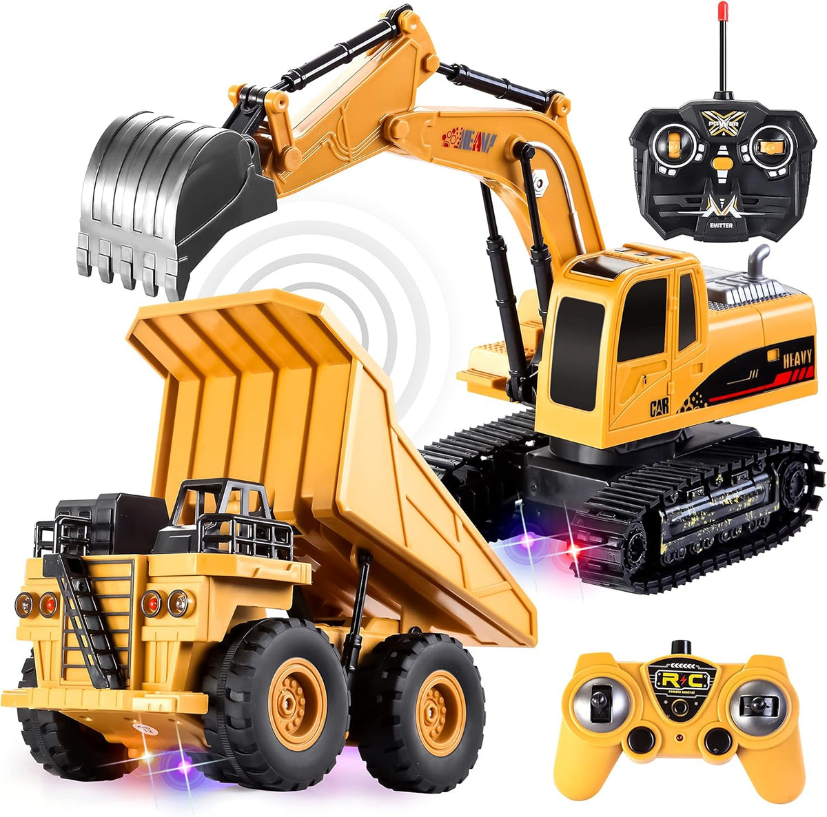 JOYIN 2 PCS Remote Control Construction Vehicle Toy Set