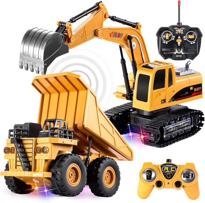 JOYIN 2 PCS Remote Control Construction Vehicle Toy Set