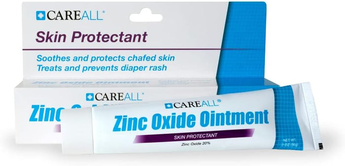 CareAll Zinc Oxide 20% Skin Protectant Barrier Ointment 2 oz, Relieves, Treats and Prevents Minor Skin Irritations due to Diaper Rash. Helps Seal Out Wetness. Protects Chafed Skin.