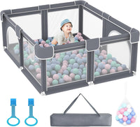Advwin Large Baby Playpen, 155 x 185cm Interactive Play Fence with Ocean Ball & Pull Ring