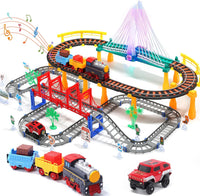 Train Set Toy, Race Tracks with Electric Car, Train Track Playset for 3 4 5 Years