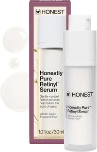 Honest Beauty Honestly Pure Nightly Retinyl Serum | Moisturizes, Exfoliates, Reduces Fine Lines + Wrinkles | Retinyl Linoleate + Hyaluronic Acid | Vegan + Cruelty Free | 1 fl oz