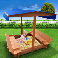 Keezi Kids Sandpit, Wooden Water Table Sand Pit Play Toys Sandcastle Garden Patio