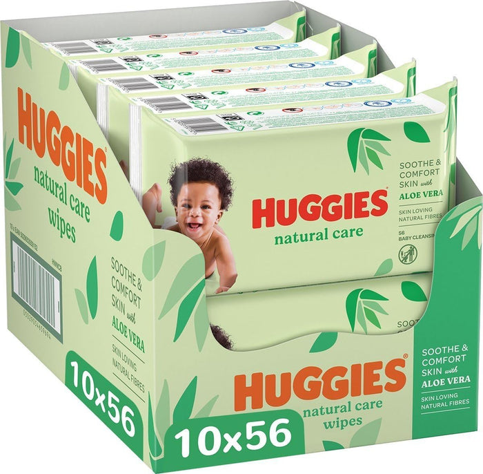 (Huggies Natural Care 10 Packs of 56, 560 Wipes) - Huggies Natural Care Baby Wipes - 10 pack (56 wipes per pack)