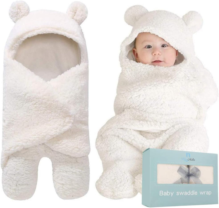 Ultra-Soft Plush Essential for Infants 0-6 Months | Receiving Swaddling Wrap White | Ideal Newborn Registry and Toddler Boy Accessories | Perfect Baby Girl Shower Gift