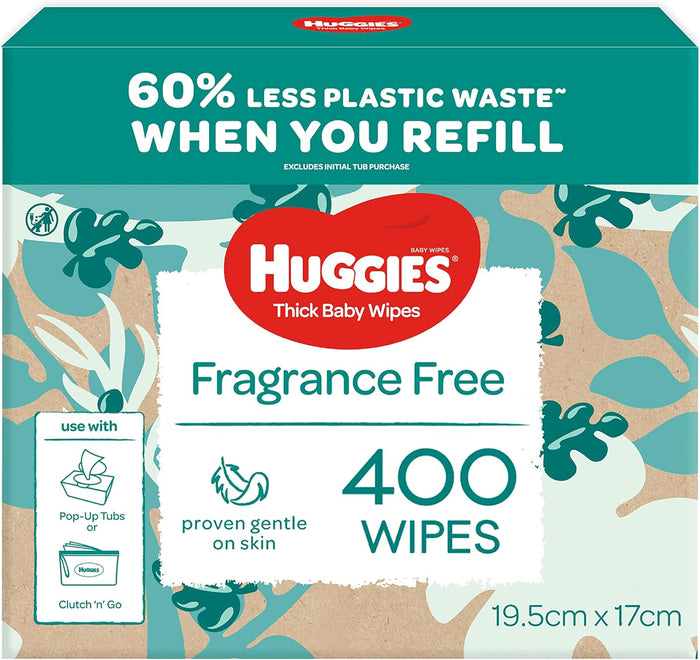 Huggies: Thick Baby Wipes - Fragrance Free (400 Pack)