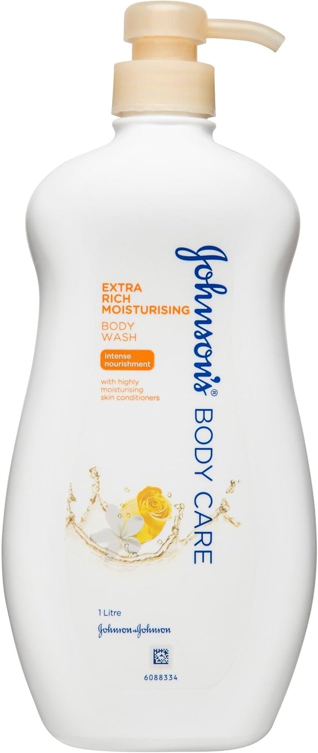 Johnson's Body Care Extra Rich Moisturising Cream Body Wash 1L | For dry to very dry skin| Intensely nourishes & gently cleanses|provides 24hr moisturisation| reduce skin flakiness and dryness