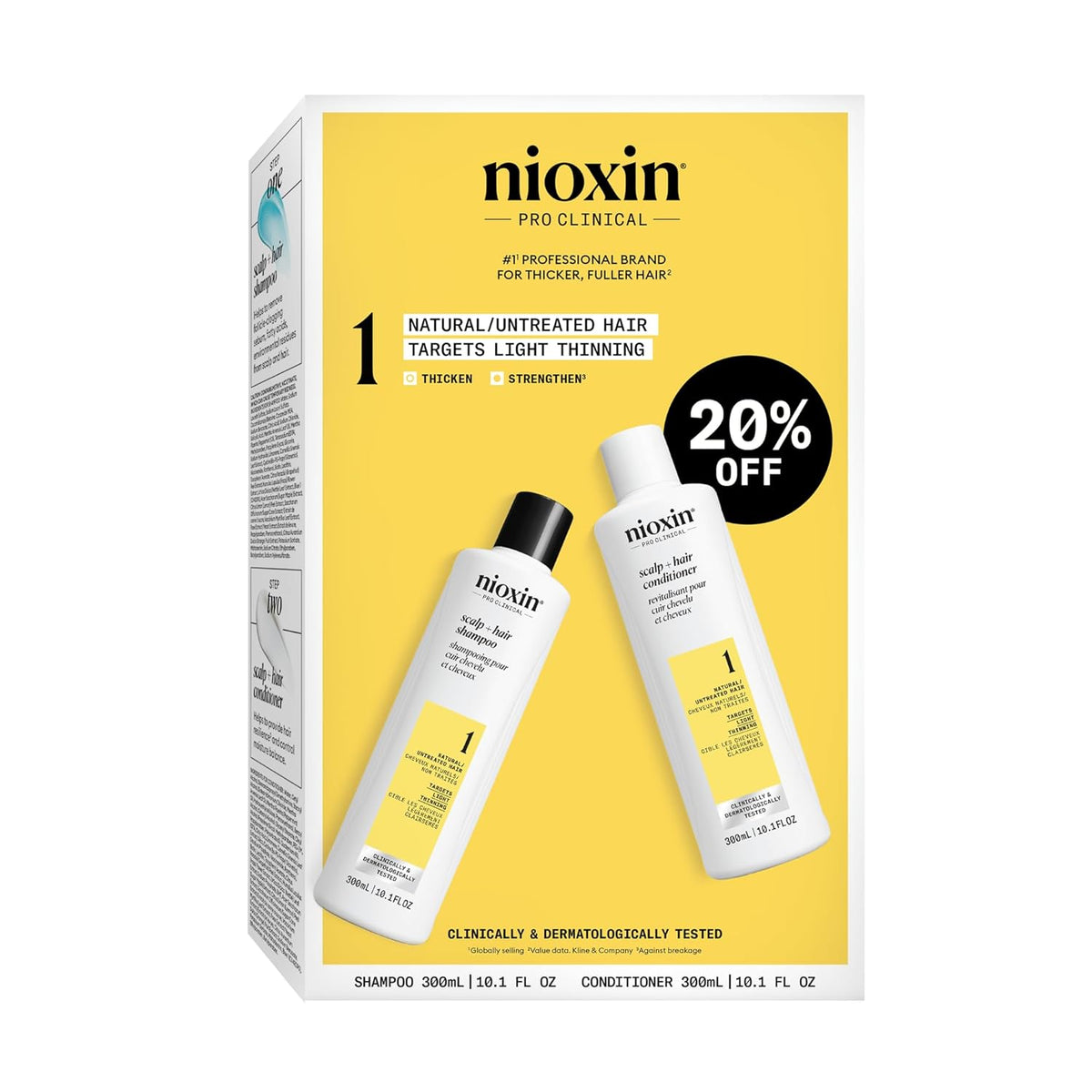 Nioxin Duo Kit | System 1 Scalp + Hair Thickening Shampoo & Conditioner, 10.1 Fl Oz Each | For Natural Hair with Light Thinning