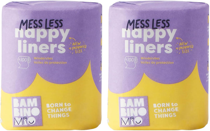 Bambino Mio, Messless Nappy Liners, Biodegradable, 100 Liners, Pack of 2