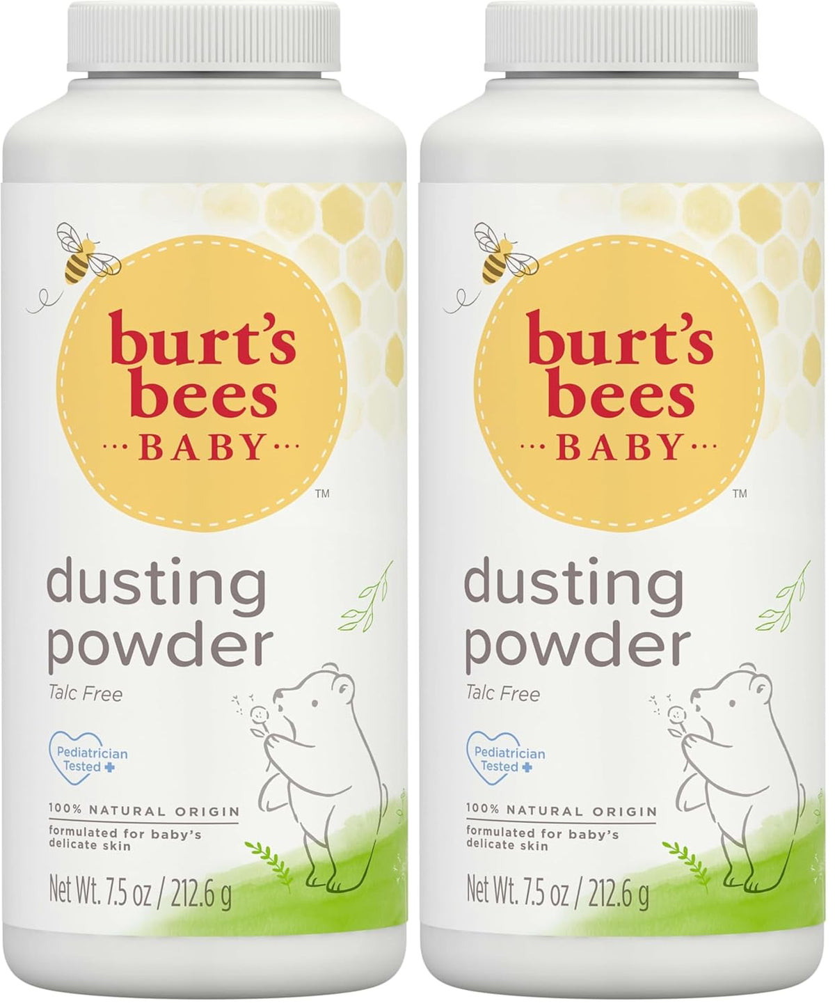 Burt's Bees Baby Dusting Powder, Talc Free and Hypoallergenic for Safe and Gentle Comfort, 100% Natural Origin, Pediatrician Tested, 7.5 Oz (Pack of 2)