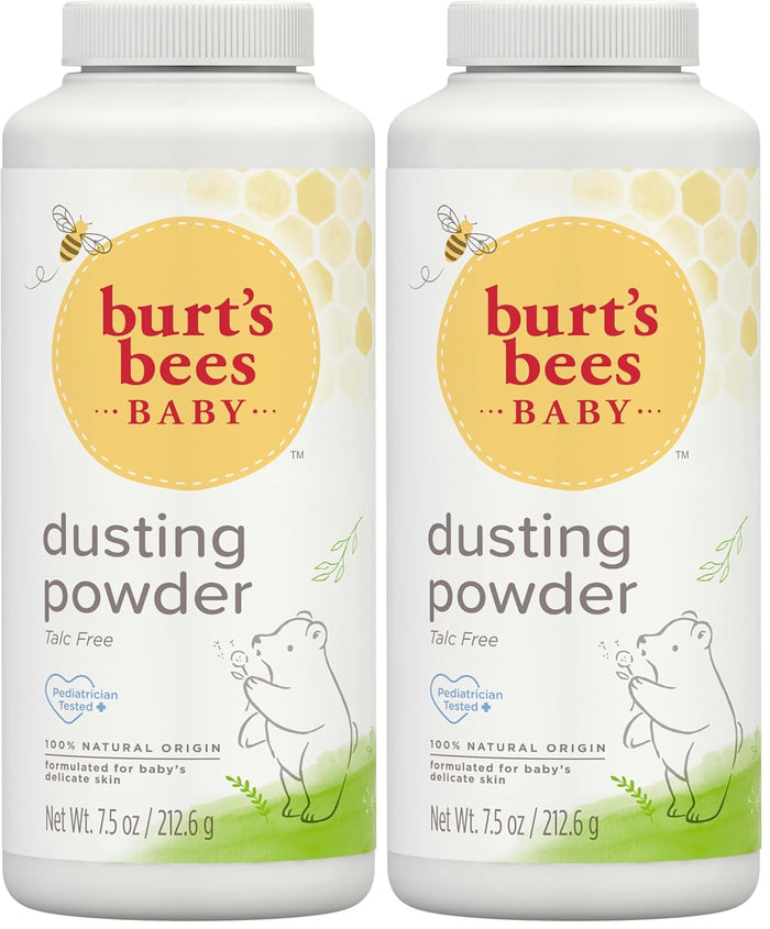 Burt's Bees Baby Dusting Powder, Talc Free and Hypoallergenic for Safe and Gentle Comfort, 100% Natural Origin, Pediatrician Tested, 7.5 Oz (Pack of 2)