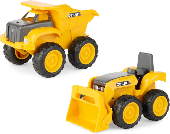 John Deere 6" Construction Vehicle Toys 2 Pack; Dump Truck & Tractor with Loader,Yellow