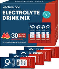 Venture Pal High Sodium Sugar Free Electrolytes Powder Packet - Hydration Packets with Vitamin, Sodium & Potassium | Zero Calories | Vegan, Keto & Paleo Friendly Electrolyte Drink Mix - 30 Sticks