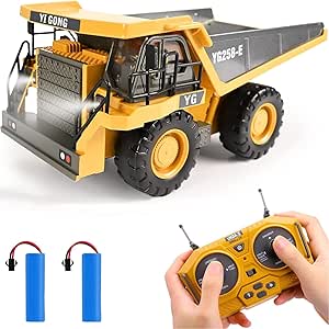Remote Control Dump Truck Toys 9 Channel RC Toys with Metal Bed and Lights