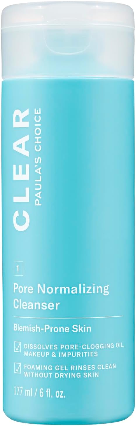 Paula's Choice CLEAR Pore Normalizing Cleanser, Salicylic Acid Face Wash for Blemishes, Blackheads, Large Pores & Redness, 177 mL