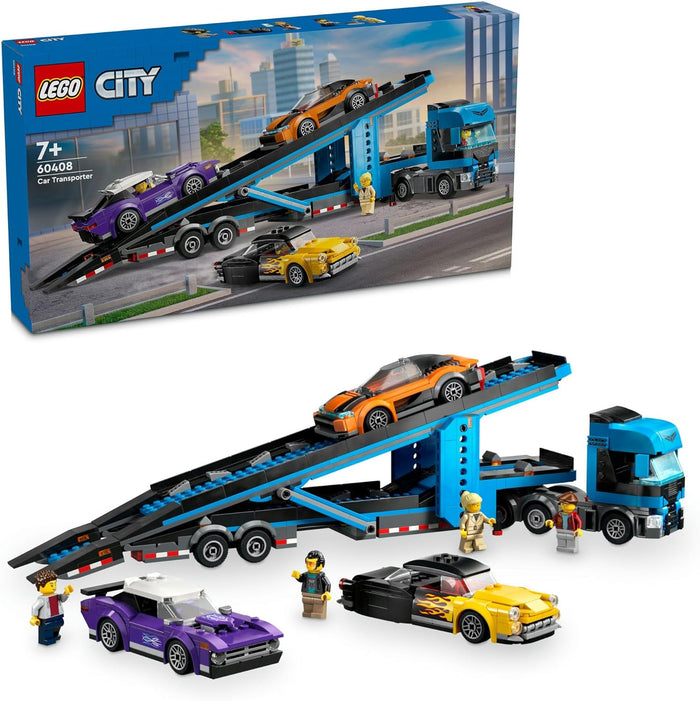 LEGO City Car Transporter Truck with Sports Cars Construction Set, 4 Vehicle Kids Toys for 7 Plus Year