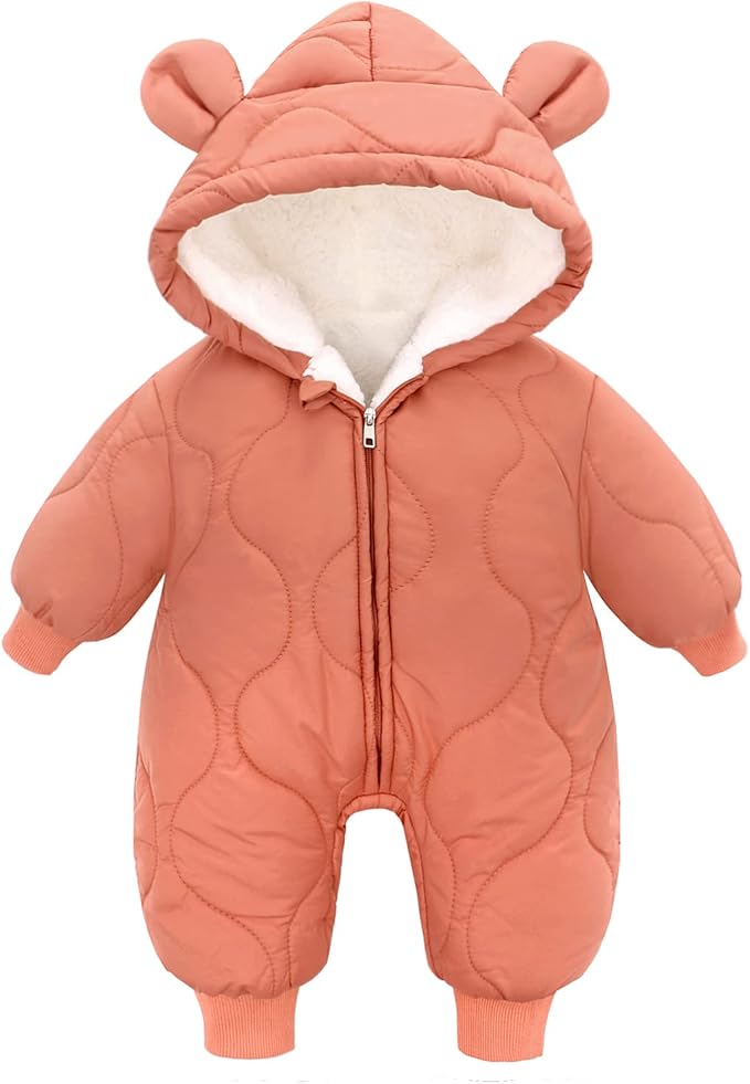 famuka Baby Boys Girls Hooded Onesie Snowsuit Thick and Warm Winter Outerwear Romper