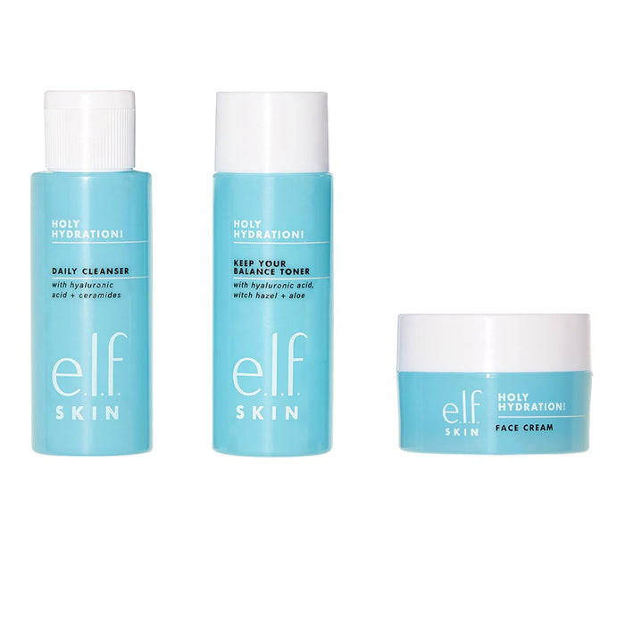 e.l.f. Skin Holy Hydration! The Essentials Mini Kit, Cleanser, Toner & Moisturizer for Hydrated