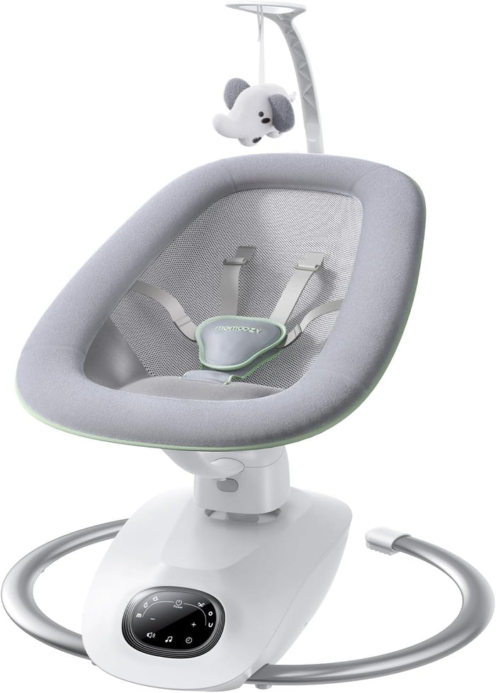 Momcozy CocoSway Baby Swing for Infants to Toddlers, Electric 3D-Motion Swing with 6 Motions & 4 Speeds, Remote Control, 8 Soothing Lullabies, Suitable for Baby Boys and Girls Up to 20 lbs