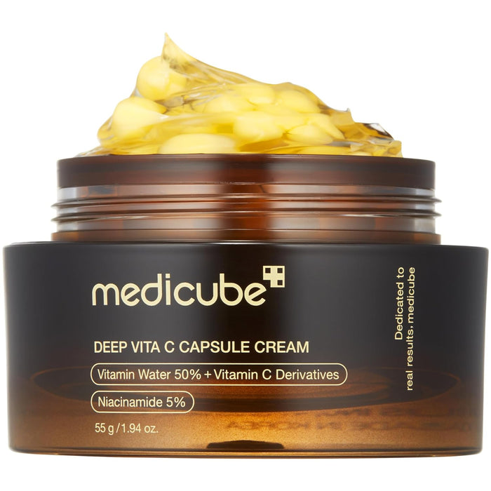 medicube Deep Vitamin C Golden Capsule Face Moisturizer - Liposome Capsules For Wrinkles, Skin Radiance - 1.94 oz
