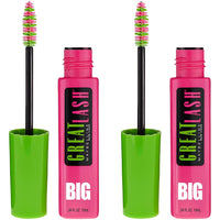 Maybelline Great Lash BIG Washable Mascara, Volumizing, Thickening, Lengthening Mascara, Very Black, 2 Count