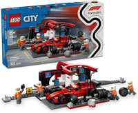 LEGO City F1 Pit Stop & Pit Crew with Ferrari Car Toy for 6+ Year Old