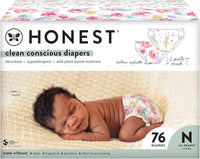 The Honest Company, Club Box, Clean Conscious Diapers, Rose Blossom + Tutu Cute, Size 0 Newborn, 76 Count