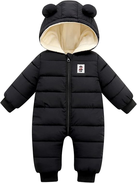 Baby Snowsuit Infant Boys Girls Winter Warm Jumpsuit Thick Hooded Bodysuit One Piece Snow Wear Romper