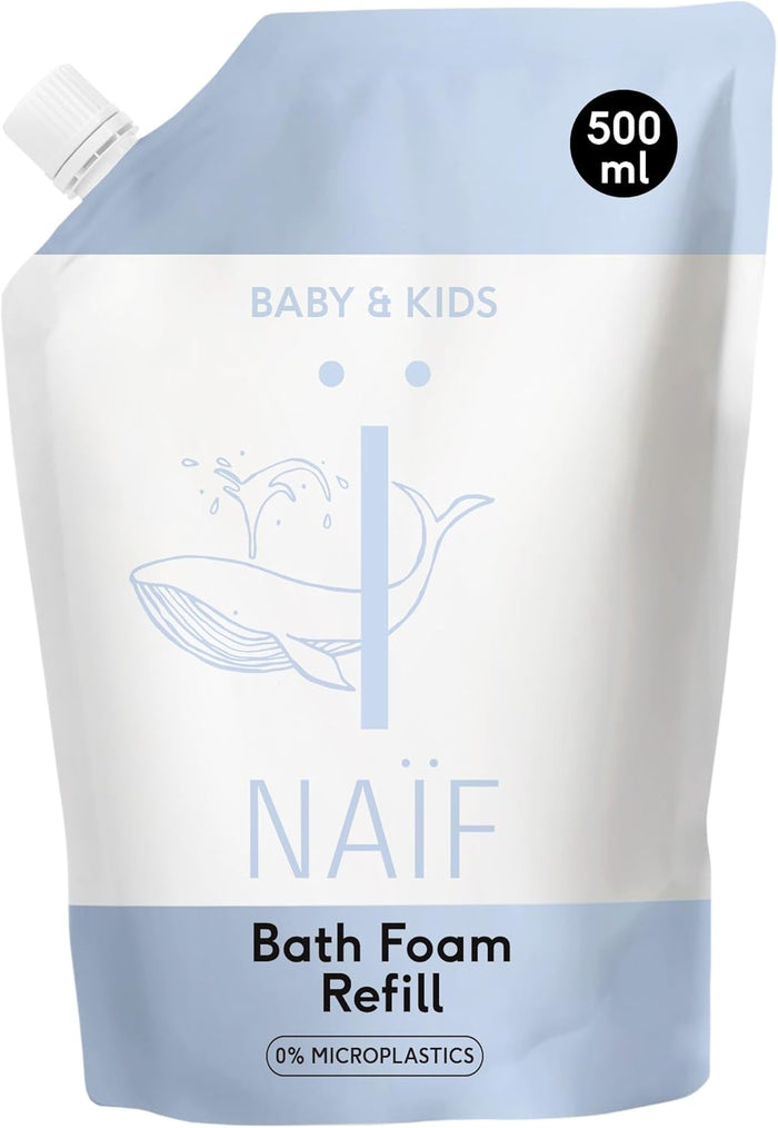 Naïf Cleansing Bath Foam Refill Pack - for Baby and Child - Natural Ingredients - No Microplastics - 500 ml