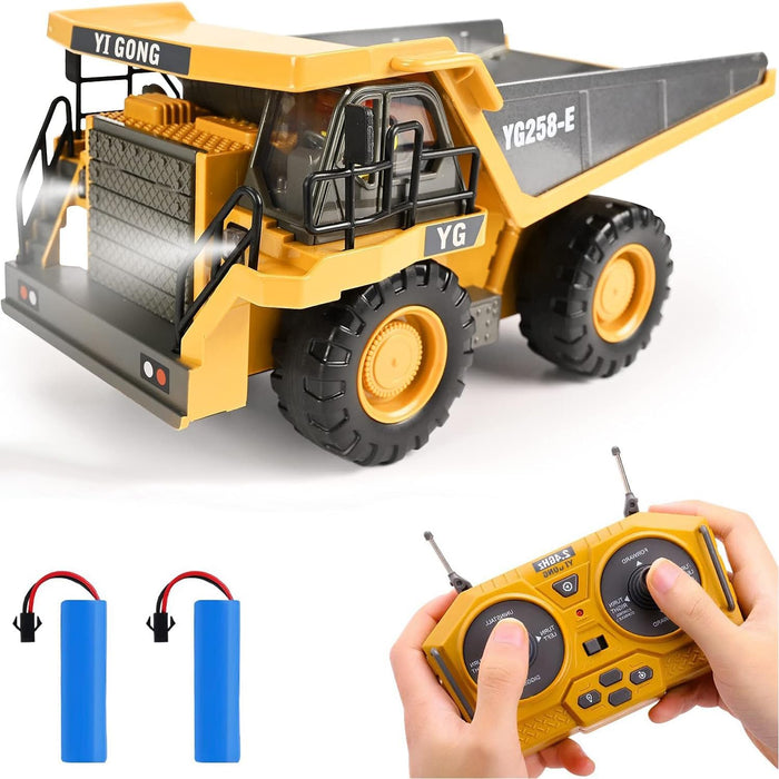 Remote Control Dump Truck Toys 9 Channel RC Toys with Metal Bed and Lights