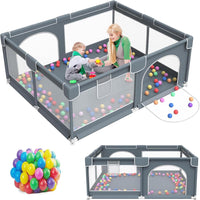 HAOIOPM Baby Playpen for Babies 150 * 180 * 65CM Large Baby Fence,20 Ocean Balls,Gray