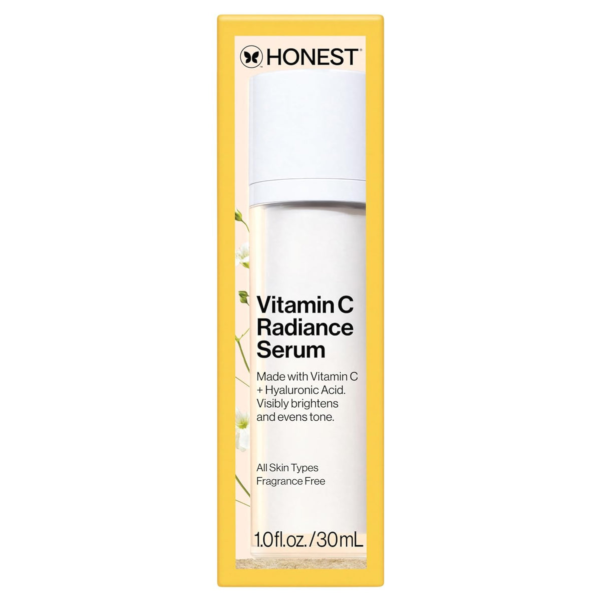 Honest Beauty Vitamin C Radiance Brightening Serum | Improves Skin Tone + Complexion | Vitamin C, Pearl, Hyaluronic Acid | EWG Verified + Cruelty Free | 1 fl oz