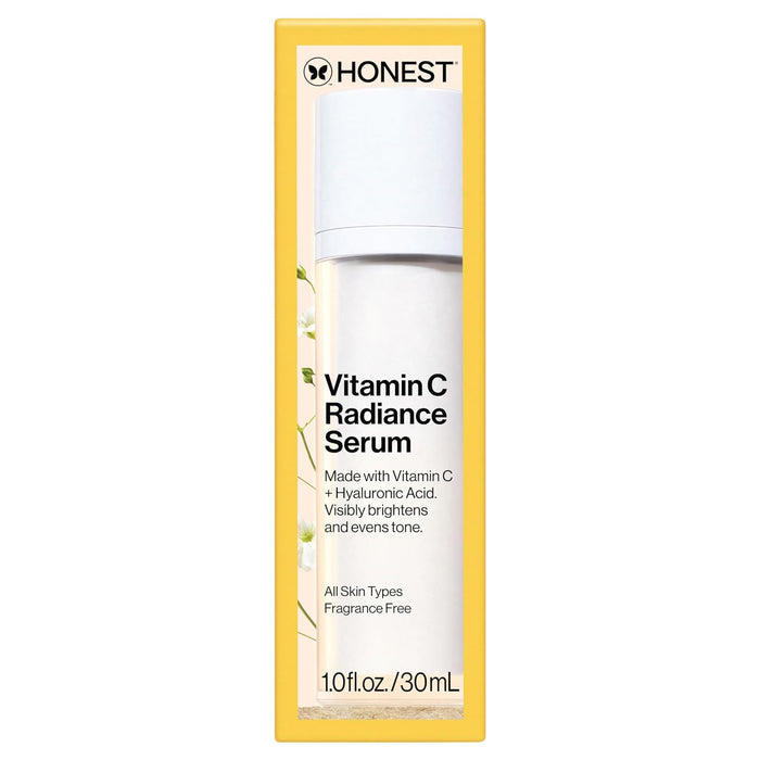 Honest Beauty Vitamin C Radiance Brightening Serum | Improves Skin Tone + Complexion | Vitamin C, Pearl, Hyaluronic Acid | EWG Verified + Cruelty Free | 1 fl oz