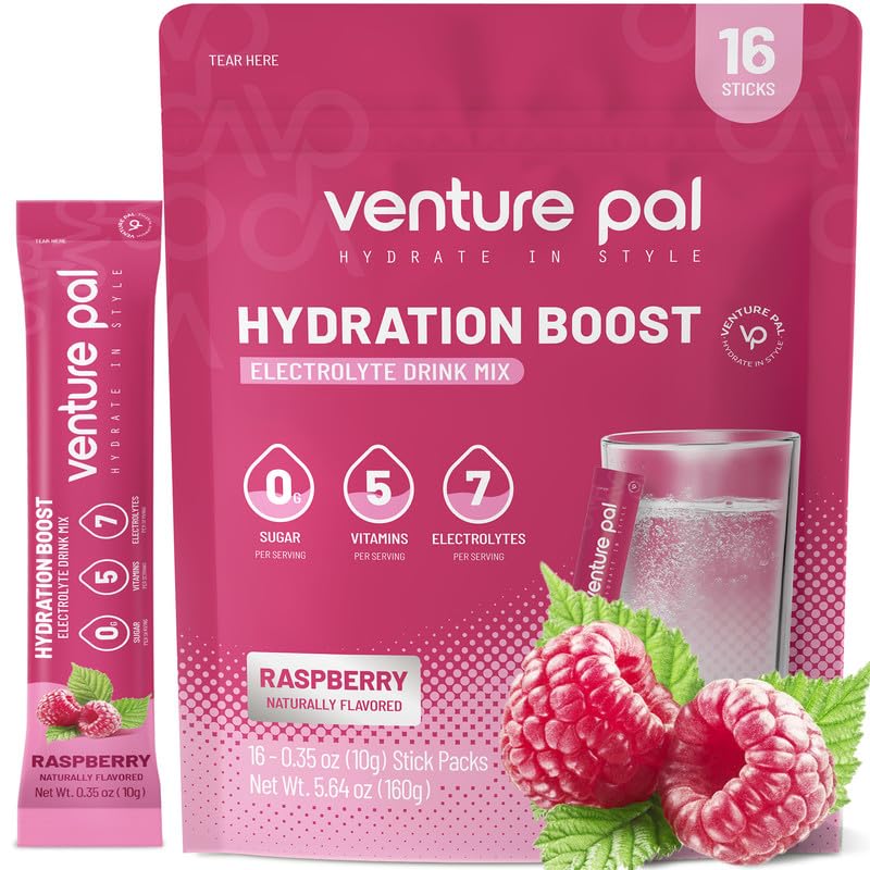 Venture Pal Sugar Free Electrolyte Powder Packets - Liquid Daily IV Drink Mix for Rapid Hydration & Party Recovery- 16 Sticks