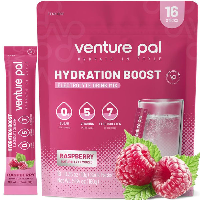 Venture Pal Sugar Free Electrolyte Powder Packets - Liquid Daily IV Drink Mix for Rapid Hydration & Party Recovery- 16 Sticks