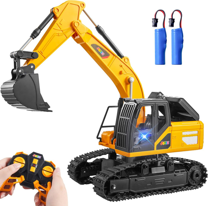 Remote Control Excavator Toys for Boys, 2.4Ghz RC Excavator Toy with Light