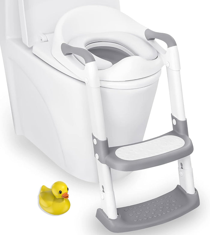 Potty Training Seat, Toddler Step Stool, 2 in 1 Potty Training Toilet for Kids,Grey