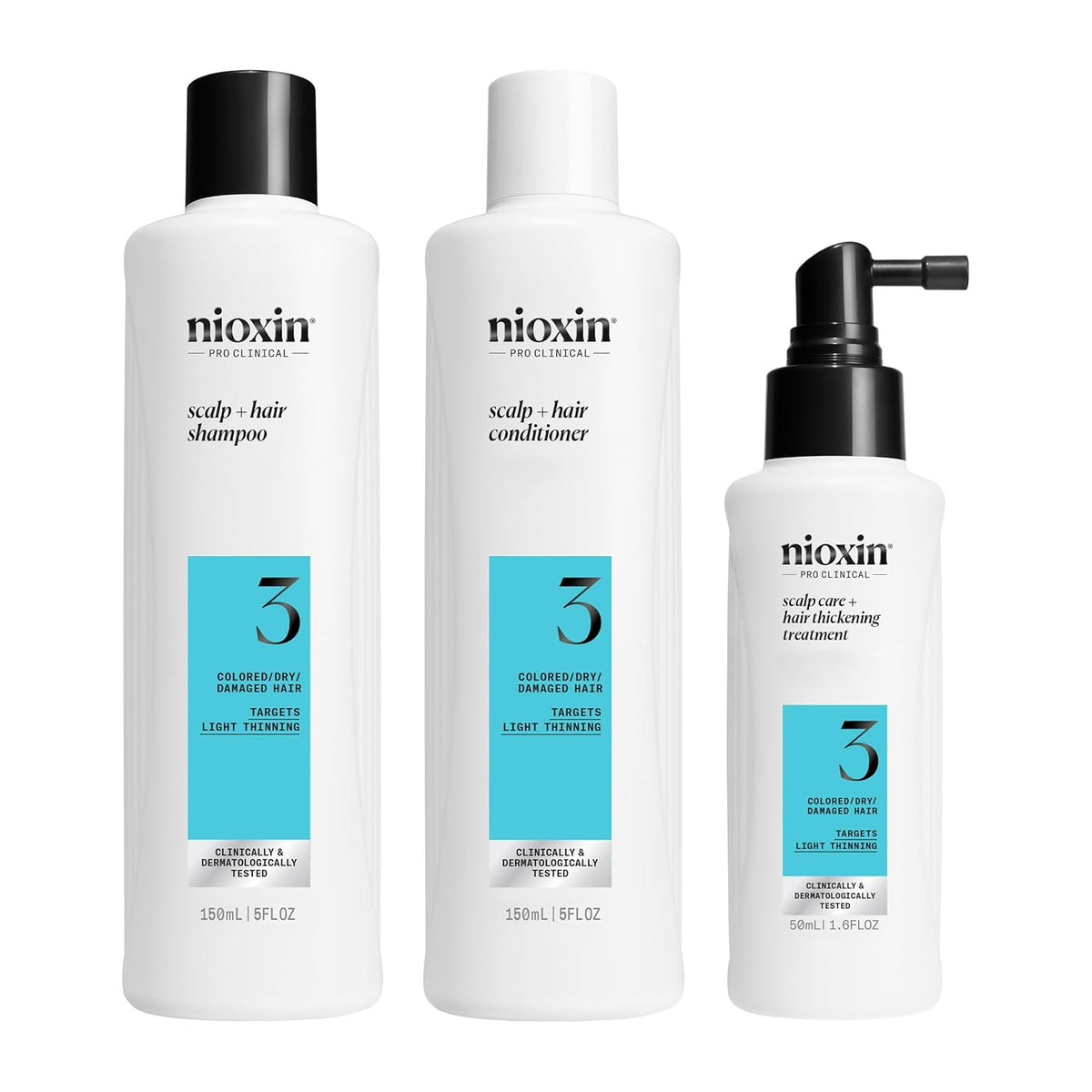Nioxin Scalp + Hair Thickening System Kits | For Natural, Colored, & Damaged Hair with Light to Progressed Thinning | Strengthen & Boost Hair Density with Niacinamide & Biotin | 1 Month Supply