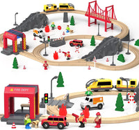 72PCS Wooden Train Tracks & Trains