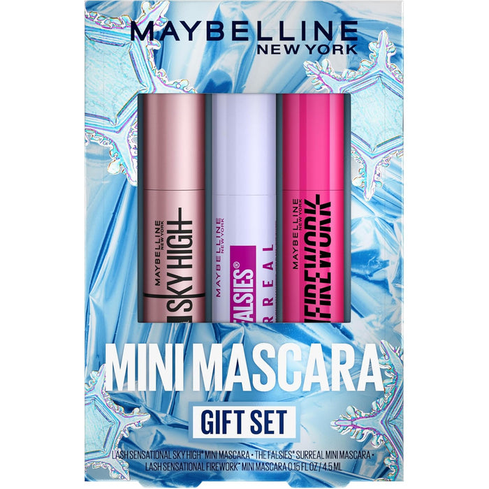 Maybelline Mascara Makeup Gift Set, Includes 3 Mini Mascaras, Includes Mini Sky High, Surreal and Firework Mascaras, Very Black, 1 Kit