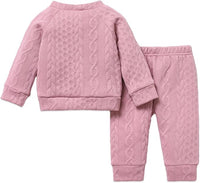 PATPAT Baby Boy Girl Waffle Sweatshirt Pullover Shirt Top Pants Set 2-Piece Fall Spring Outfit Clothes for Infant 3 Months-3 Years