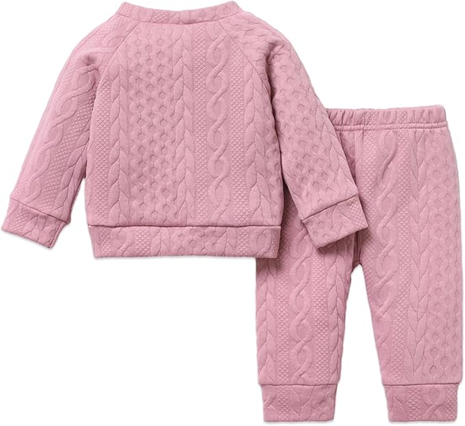 PATPAT Baby Boy Girl Waffle Sweatshirt Pullover Shirt Top Pants Set 2-Piece Fall Spring Outfit Clothes for Infant 3 Months-3 Years